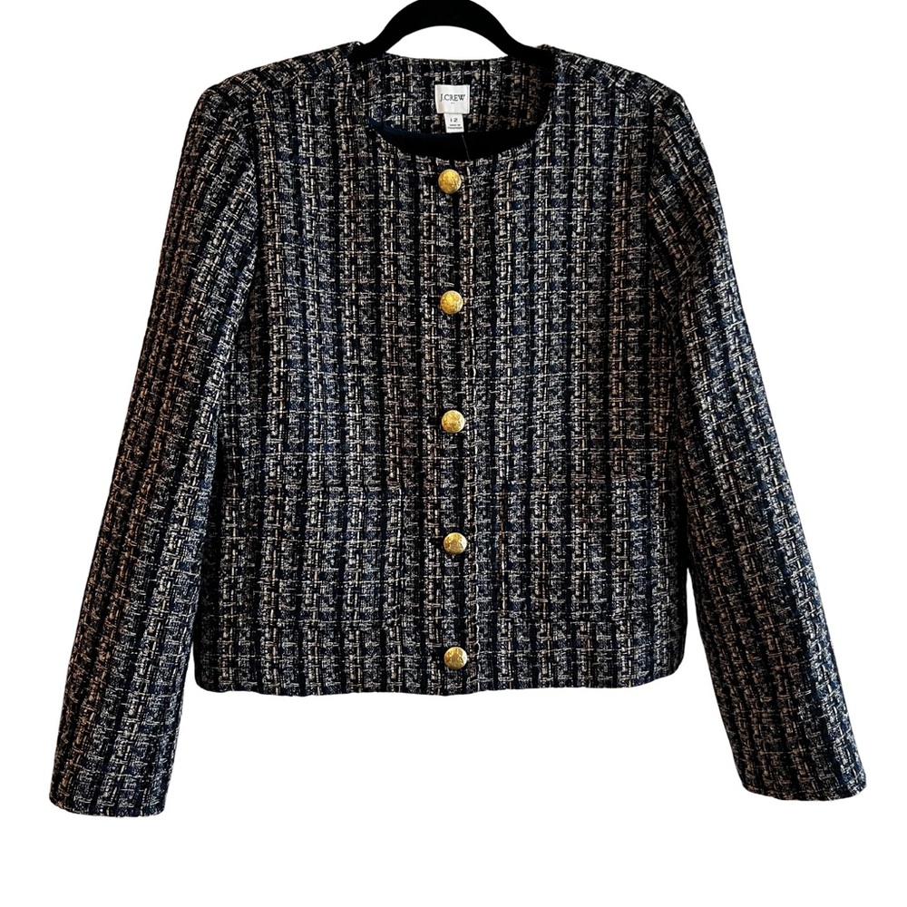 J. Crew Women's Navy Tweed Blazer